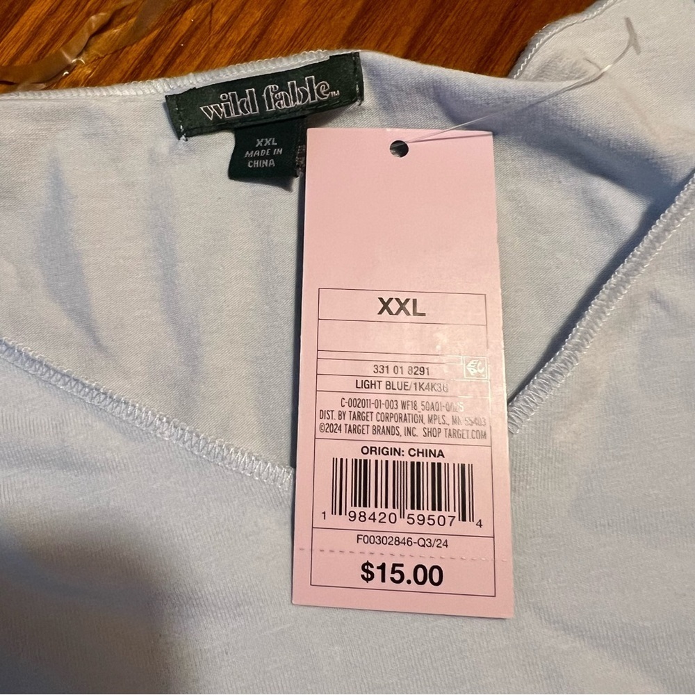 Wild Fable Women's Light Blue V Neck Long Sleeve Top XXL - Picture 5 of 5